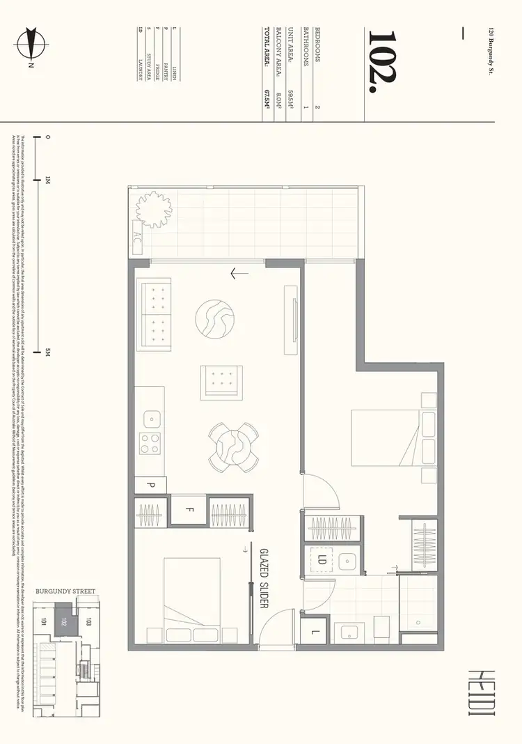 Floorplan of Homely apartment listing, 102/112-120 Burgundy Street, Heidelberg VIC 3084