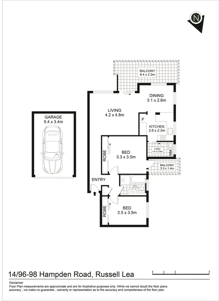 Floorplan of Homely apartment listing, 14/96-98 Hampden Road, Russell Lea NSW 2046