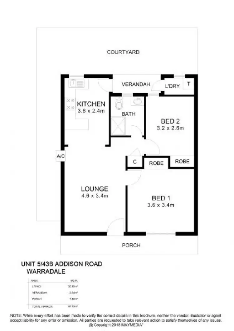 Floorplan of Homely unit listing, 5/43B Addison Road, Warradale SA 5046