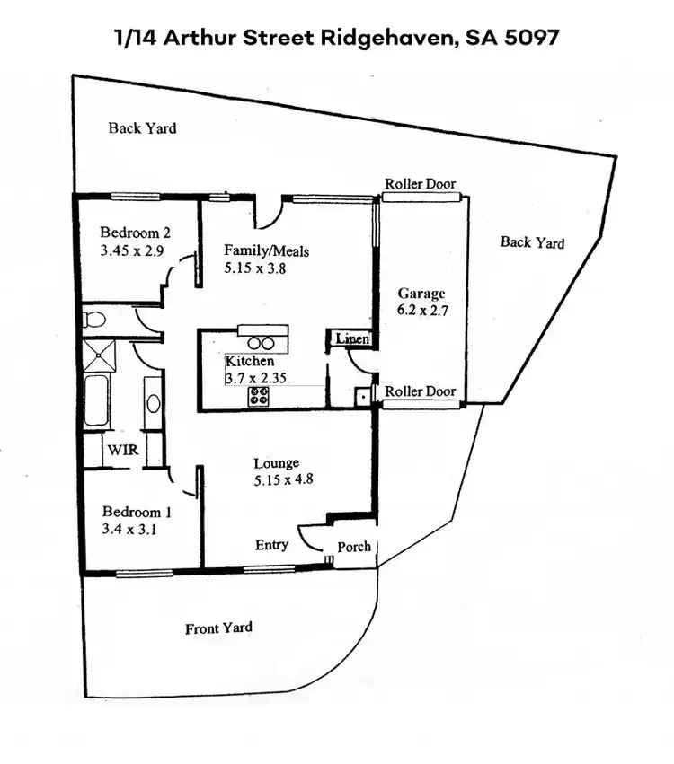 Floorplan of Homely unit listing, 1/14 Arthur Street, Ridgehaven SA 5097
