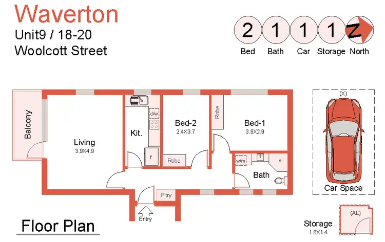 Floorplan of Homely apartment listing, 9/18-20 Woolcott Street, Waverton NSW 2060