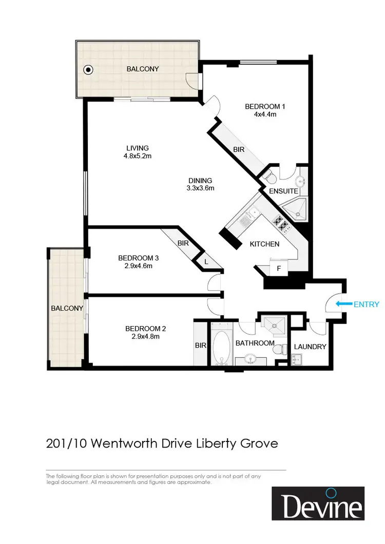 Floorplan of Homely apartment listing, 201/10 Wentworth Drive, Liberty Grove NSW 2138