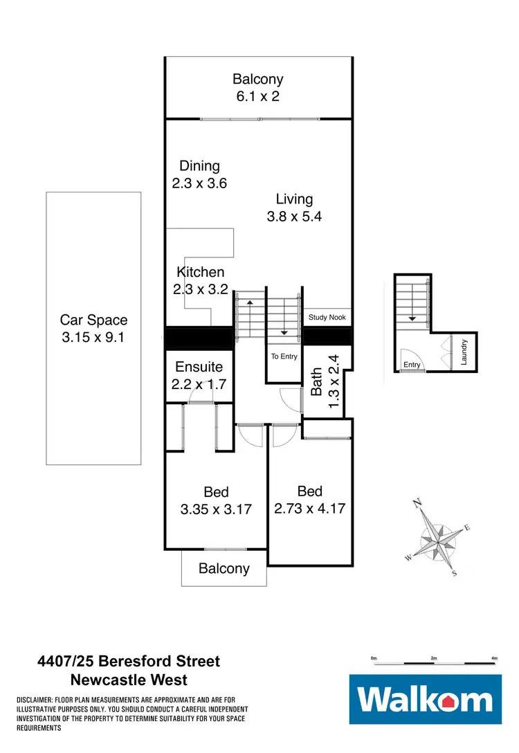 Floorplan of Homely apartment listing, 4407/25 Beresford Street, Newcastle West NSW 2302