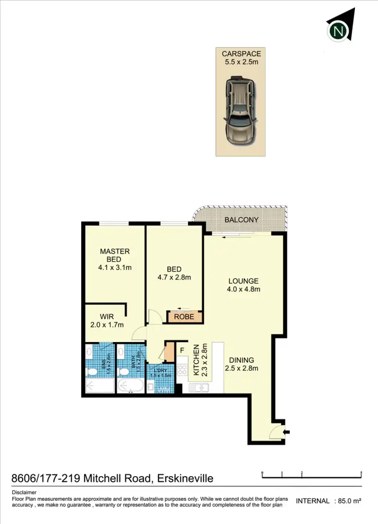 Floorplan of Homely apartment listing, 8608/177-219 Mitchell Road, Erskineville NSW 2043