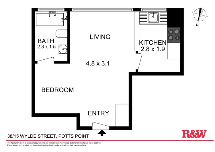 Floorplan of Homely studio listing, 38/15 Wylde Street, Potts Point NSW 2011