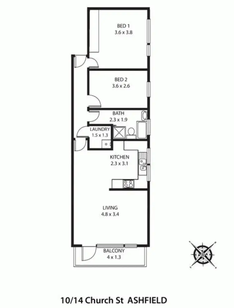 Floorplan of Homely unit listing, 10/14-16 Church Street, Ashfield NSW 2131