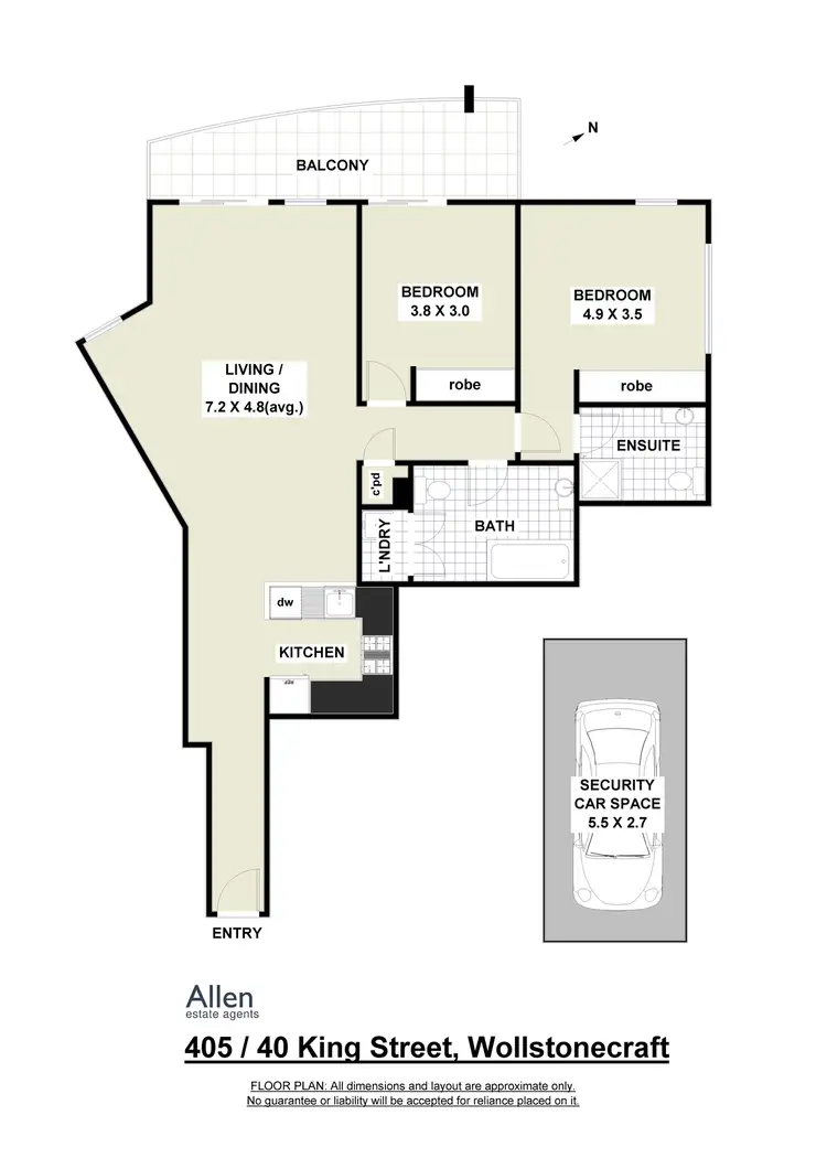 Floorplan of Homely apartment listing, 405/40 King Street, Waverton NSW 2060