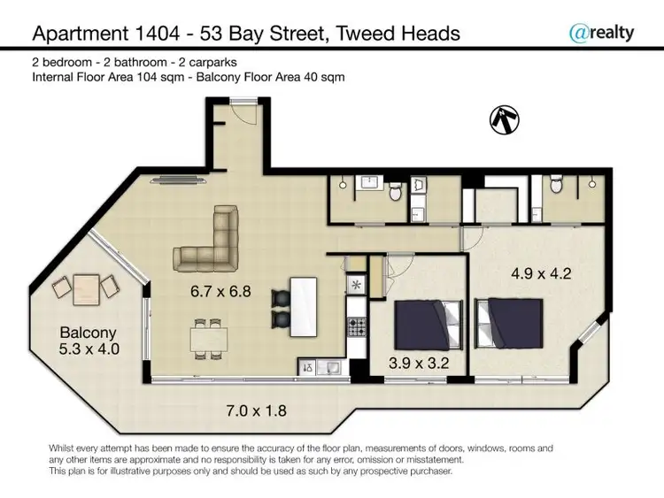 Floorplan of Homely apartment listing, 1404/53 Bay Street, Tweed Heads NSW 2485