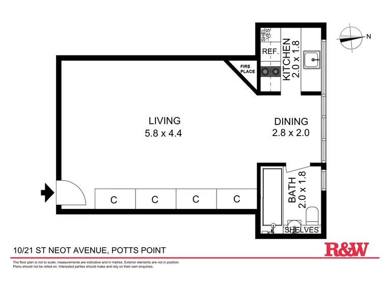 Floorplan of Homely studio listing, 10/21 St Neot Avenue, Potts Point NSW 2011