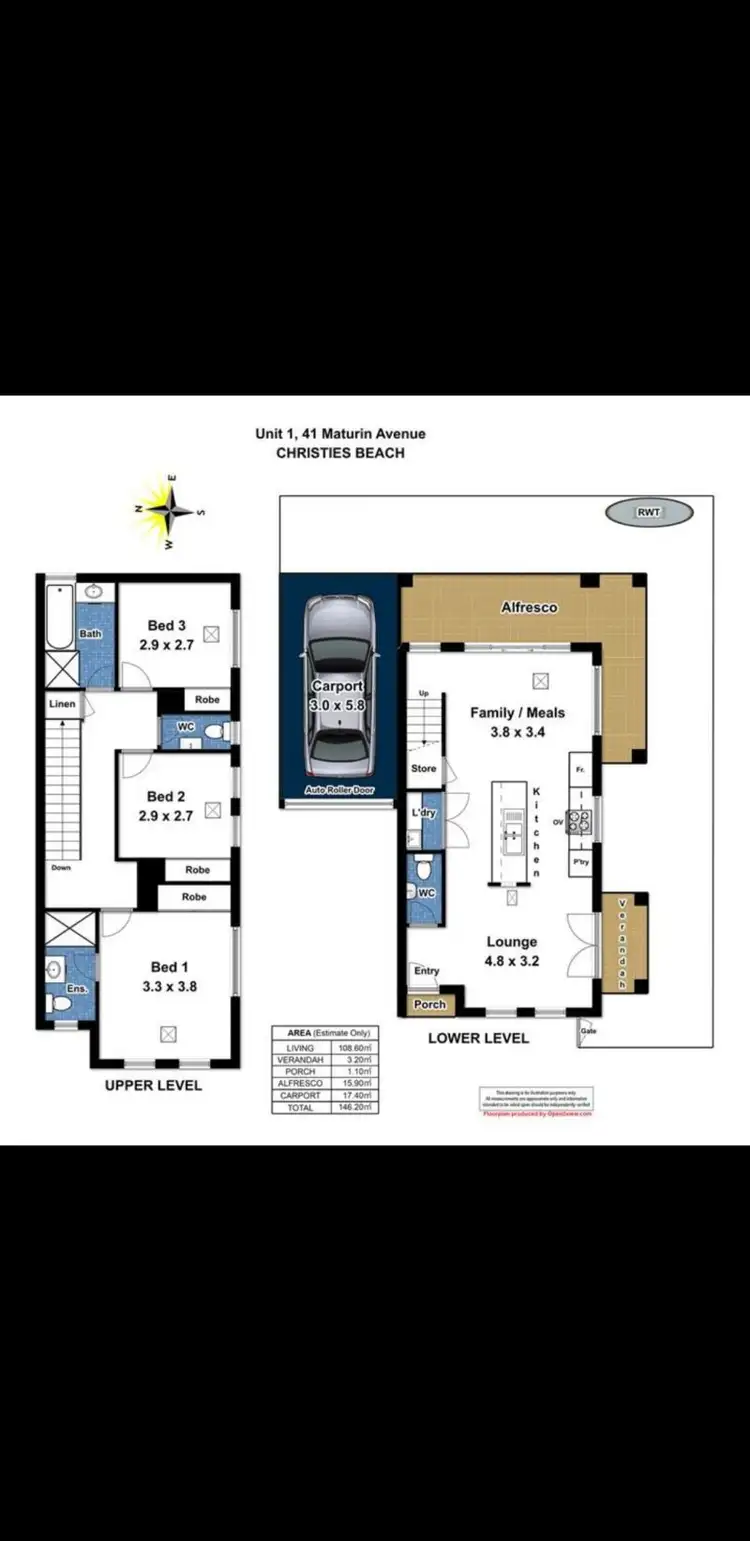 Floorplan of Homely townhouse listing, 1/41 Maturin Avenue, Christies Beach SA 5165