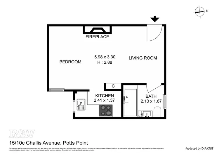 Floorplan of Homely studio listing, 15/10C Challis Avenue, Potts Point NSW 2011