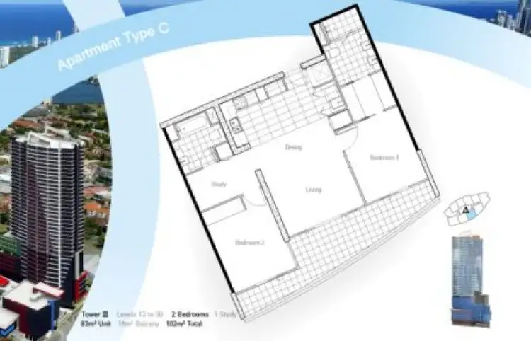 Floorplan of Homely apartment listing, 32403/56 Scarborough Street, Southport QLD 4215