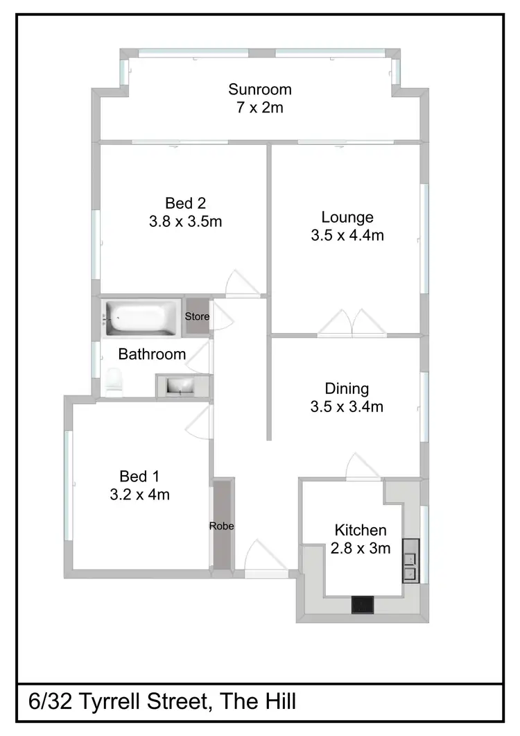 Floorplan of Homely unit listing, 6/32 Tyrrell Street, The Hill NSW 2300