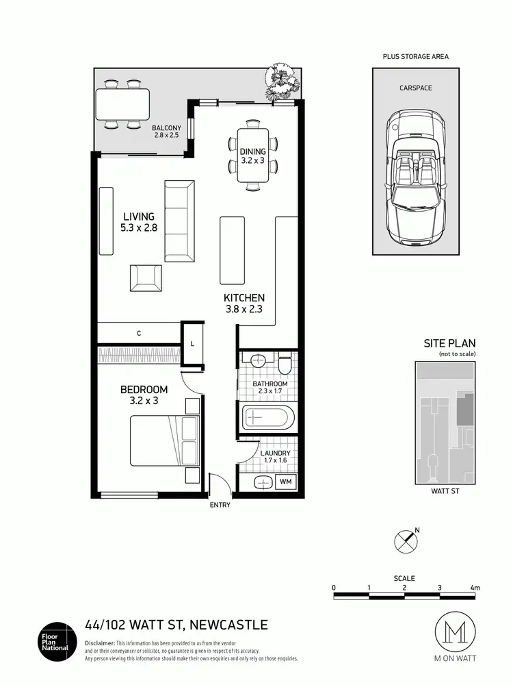 Floorplan of Homely apartment listing, 102/44 Watt Street, Newcastle NSW 2300