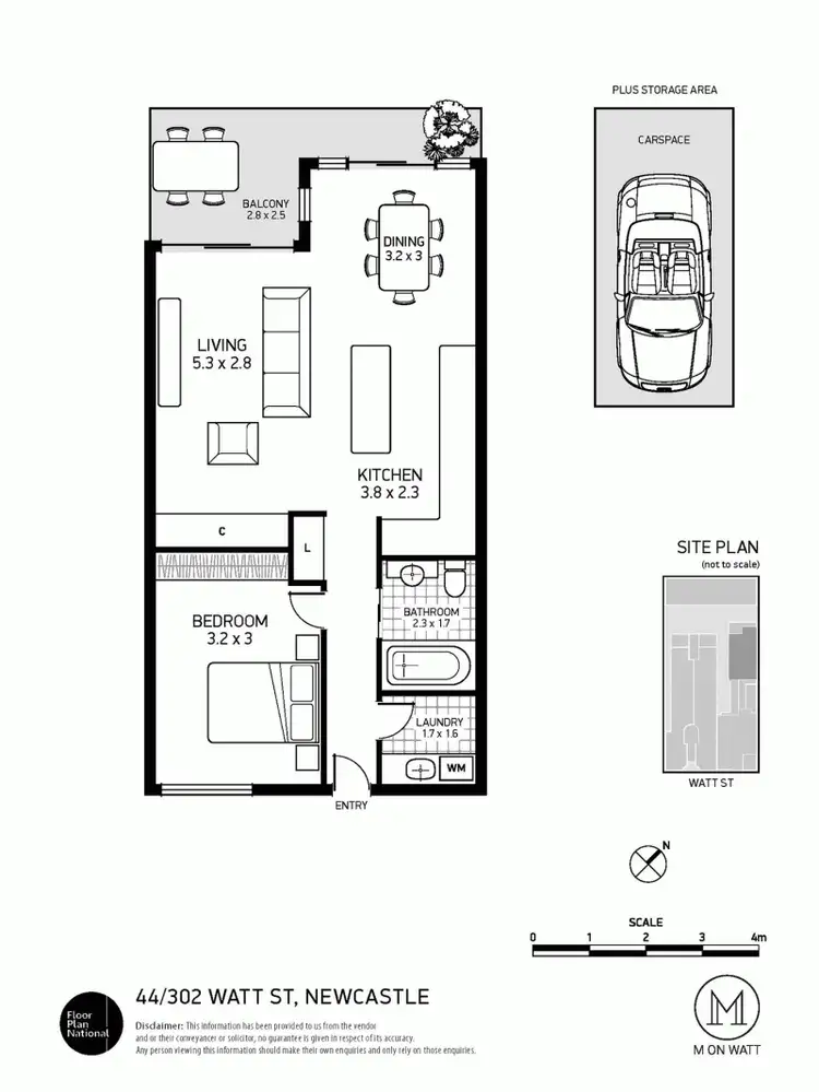 Floorplan of Homely apartment listing, 302/44 Watt Street, Newcastle NSW 2300