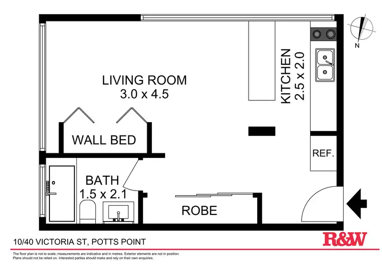 Floorplan of Homely studio listing, 10/40 Victoria Street, Potts Point NSW 2011