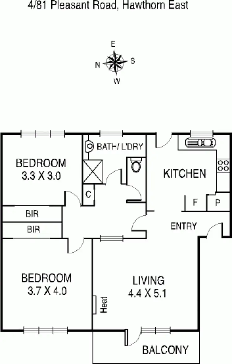 Floorplan of Homely apartment listing, 4/81 Pleasant Road, Hawthorn East VIC 3123