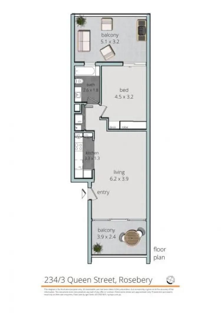 Floorplan of Homely apartment listing, 234/3 Queen St, Rosebery NSW 2018