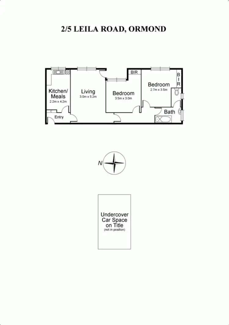 Floorplan of Homely unit listing, 2/5 Leila Road, Ormond VIC 3204