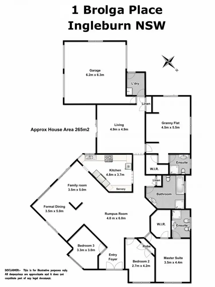 Floorplan of Homely house listing, 1 Brolga Place, Ingleburn NSW 2565