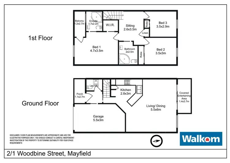Floorplan of Homely townhouse listing, 2/1 Woodbine Street, Mayfield NSW 2304