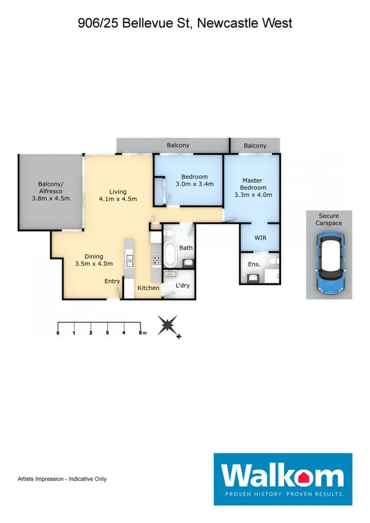 Floorplan of Homely apartment listing, 906/25 Bellevue Street, Newcastle West NSW 2302