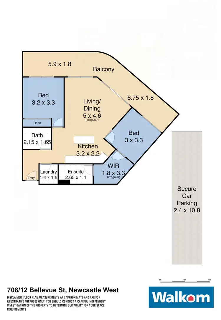 Floorplan of Homely apartment listing, 708/12 Bellevue Street, Newcastle West NSW 2302