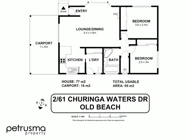 Floorplan of Homely villa listing, 2/61 Churinga Waters Drive, Old Beach TAS 7017