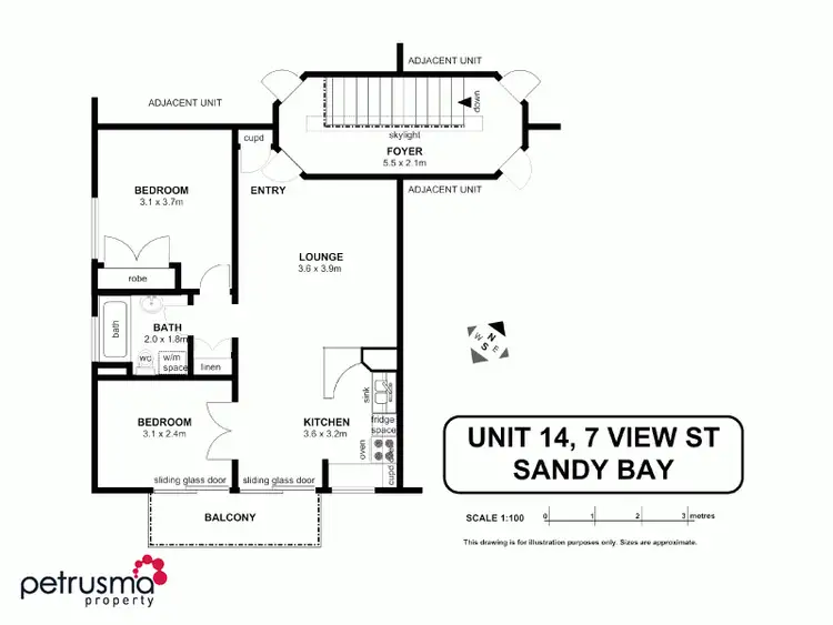 Floorplan of Homely unit listing, 14/7 View Street, Sandy Bay TAS 7005