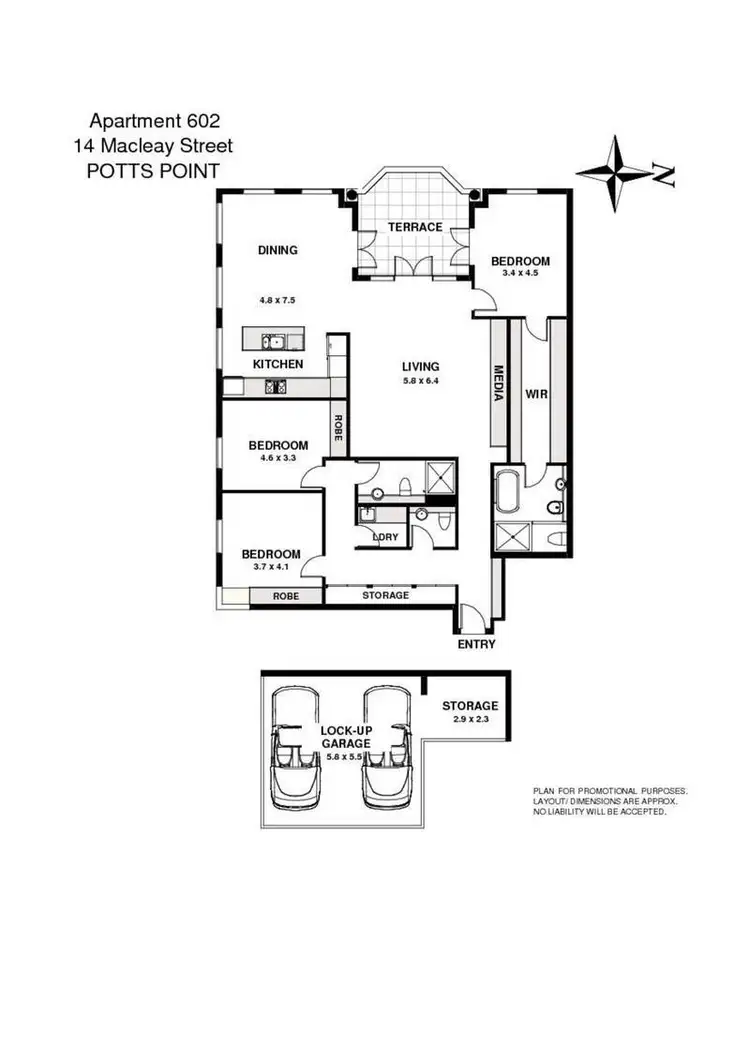 Floorplan of Homely apartment listing, 602/14 Macleay Street, Potts Point NSW 2011