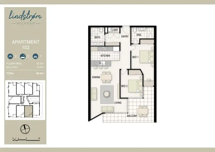 Floorplan of Homely apartment listing, 102/9 Union Street, Wickham NSW 2293