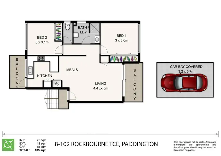 Floorplan of Homely unit listing, 8/102 Rockbourne Tce, Paddington QLD 4064