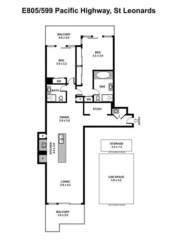 Floorplan of Homely apartment listing, 805E/599 Pacific Highway, St Leonards NSW 2065