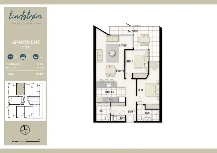 Floorplan of Homely apartment listing, 207/9 Union Street, Wickham NSW 2293