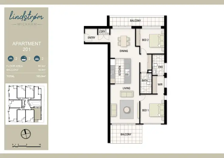 Floorplan of Homely apartment listing, 201/9 Union Street, Wickham NSW 2293