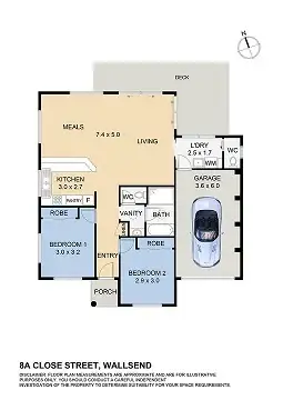 Floorplan of Homely villa listing, 1/8A Close Street, Wallsend NSW 2287