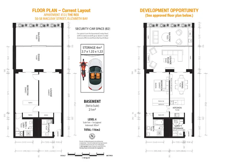 Floorplan of Homely apartment listing, 413/50 Macleay Street, Elizabeth Bay NSW 2011