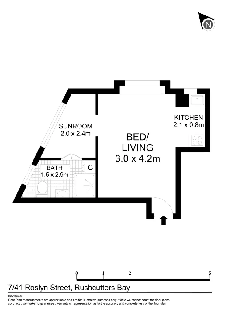 Floorplan of Homely studio listing, 7/41 Roslyn Street, Rushcutters Bay NSW 2011
