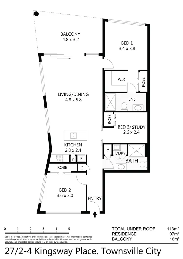 Floorplan of Homely apartment listing, 27/2-4 Kingsway Place, Townsville City QLD 4810