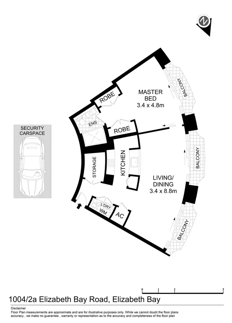 Floorplan of Homely apartment listing, 1004/2 Elizabeth Bay Road, Elizabeth Bay NSW 2011