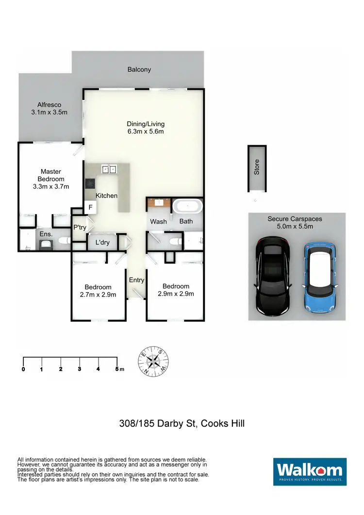 Floorplan of Homely apartment listing, 308/185 Darby Street, Cooks Hill NSW 2300