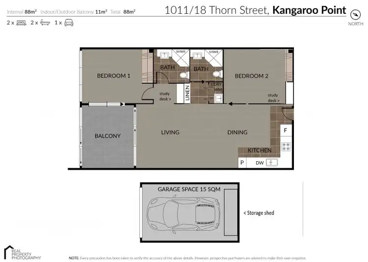 Floorplan of Homely apartment listing, 1011/18 Thorn Street, Kangaroo Point QLD 4169