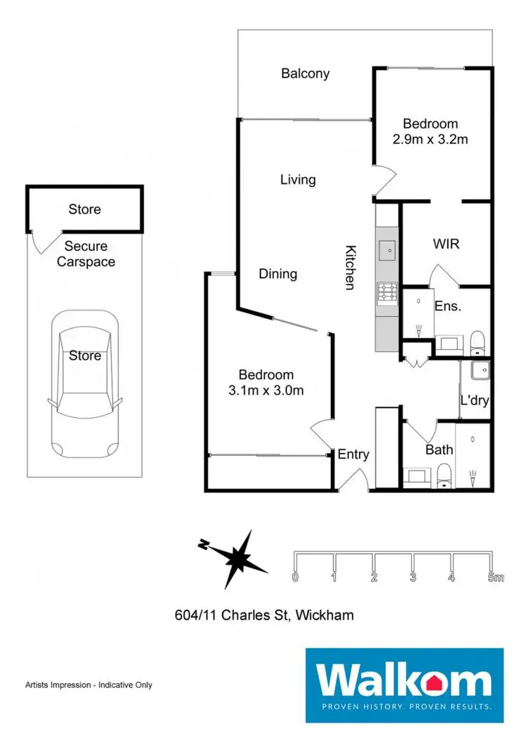 Floorplan of Homely apartment listing, 604/11 Charles Street, Wickham NSW 2293