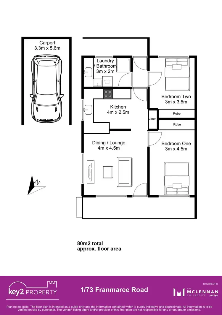 Floorplan of Homely unit listing, 1/73 Franmaree Road, Newnham TAS 7248