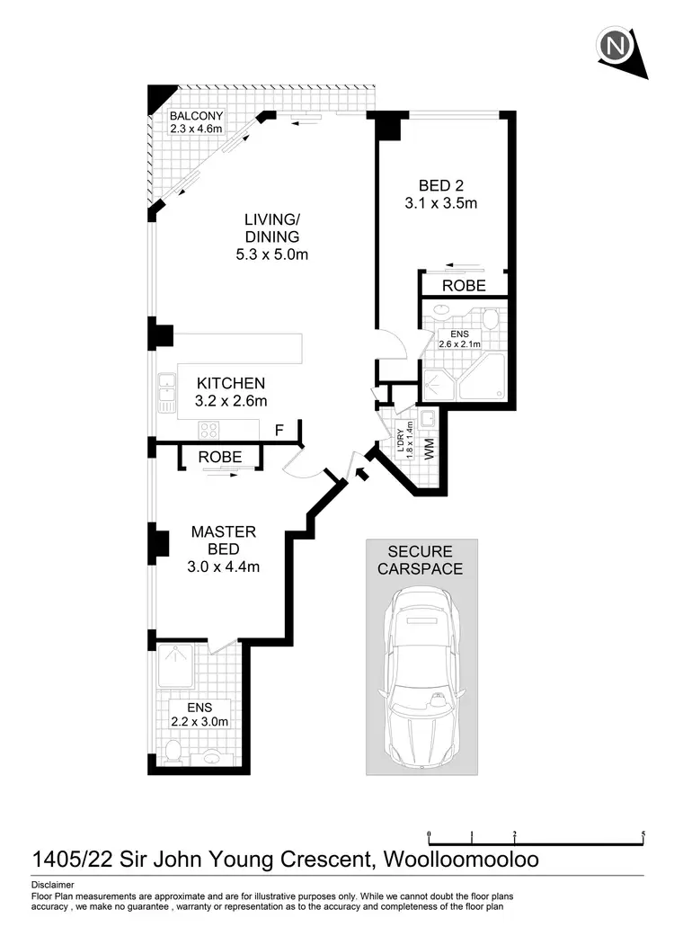 Floorplan of Homely apartment listing, 1405/22 Sir John Young Crescent, Woolloomooloo NSW 2011