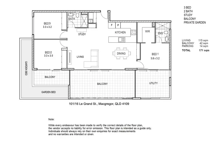 Floorplan of Homely apartment listing, 101/16 Le Grand Street, Macgregor QLD 4109
