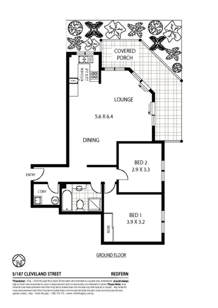 Floorplan of Homely apartment listing, Unit 5/187 Cleveland Street, Redfern NSW 2016