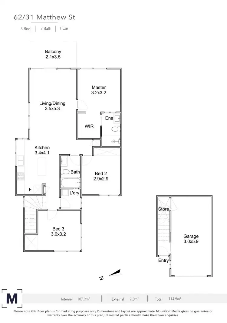 Floorplan of Homely townhouse listing, 62/31 Matthew Street, Carseldine QLD 4034