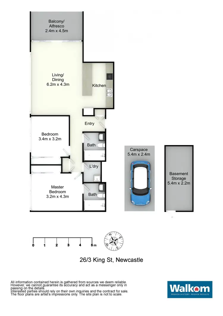 Floorplan of Homely apartment listing, 26/3 King Street, Newcastle NSW 2300