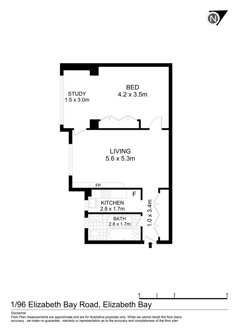 Floorplan of Homely apartment listing, 1/96 Elizabeth Bay Road, Elizabeth Bay NSW 2011